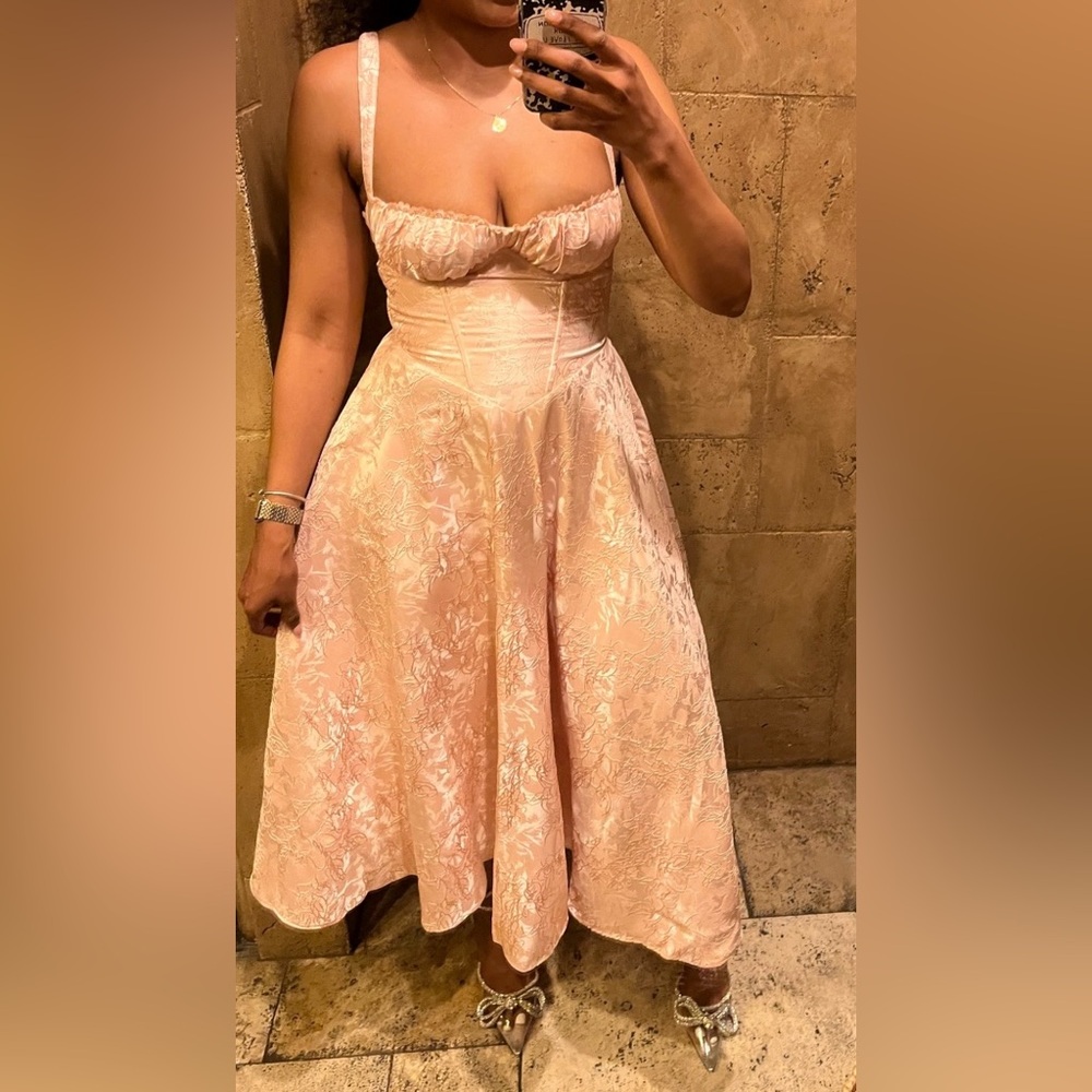 Elegant Pink Floral Wedding Dress